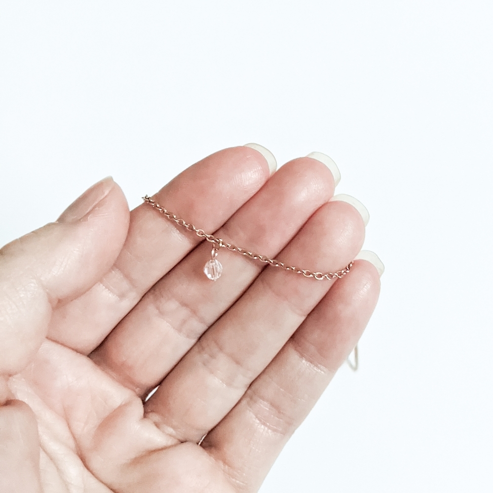 Dainty April Birthstone Rose Gold Necklace